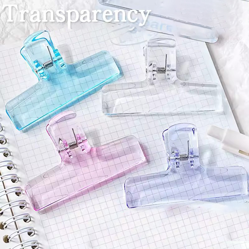 

2pcs Binder Clips Clear Paperclips Kawaii Notebook Bookmarks File Documents Tickets Clips Index Page Holder Binding Supplies