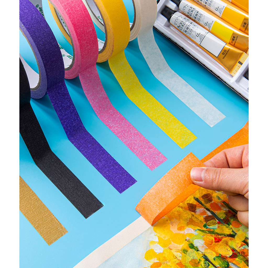 

10 Rolls Crepe Paper Adhesive Tape 20M Length Automobile Handwritten Protect The Wall Painting Drawing No Trace Masking Tape