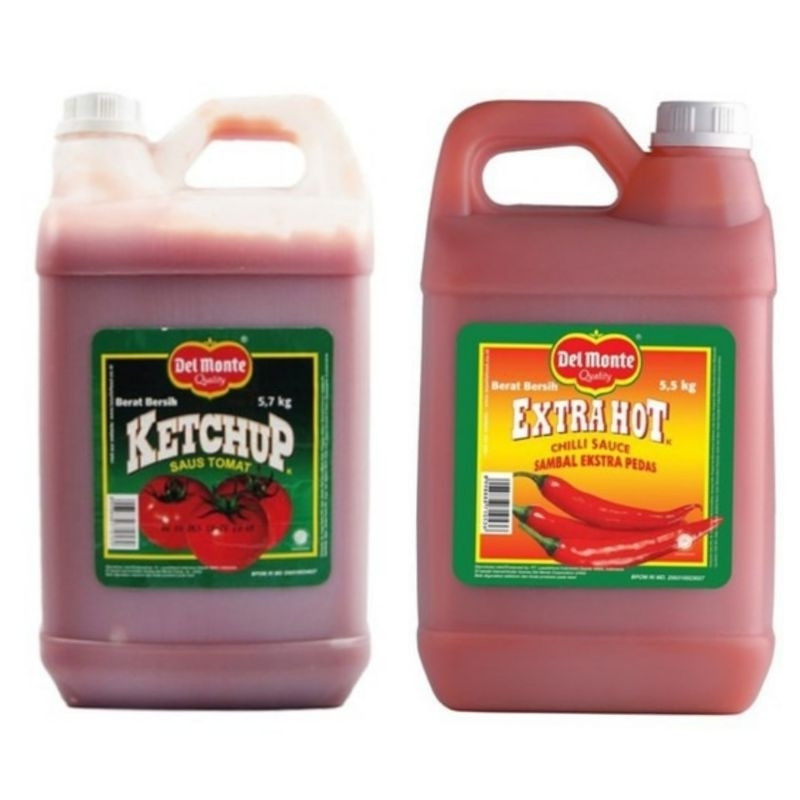 

Delmonte Saus Saos Sambal Extra Hot Jerigen 5,5kg / Saus Tomat Delmonte Jerigen 5,7kg terlaris