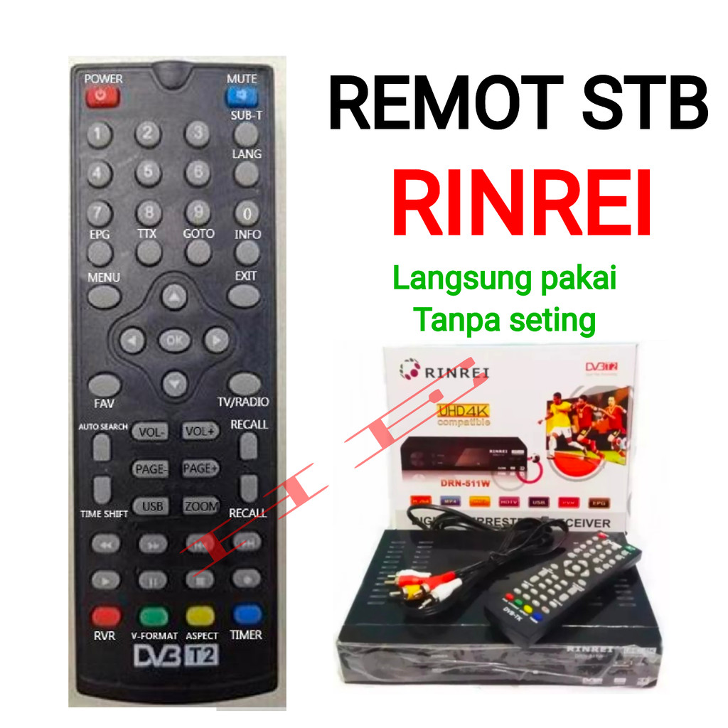 Remot Remote STB DVB T2 Receiver Parabola Rinrei DRN-511W DRN-511A STB RINREI Dvb T2 STB DVB T2