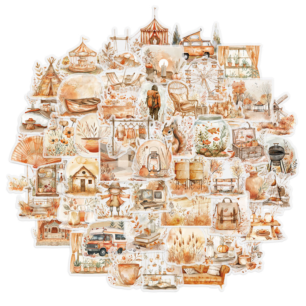 

50PCS Watercolor Clip Art Stickers Exquisite Handheld Materials Phone Cases Laptop Suitcases Water Cups Waterproof Stickers