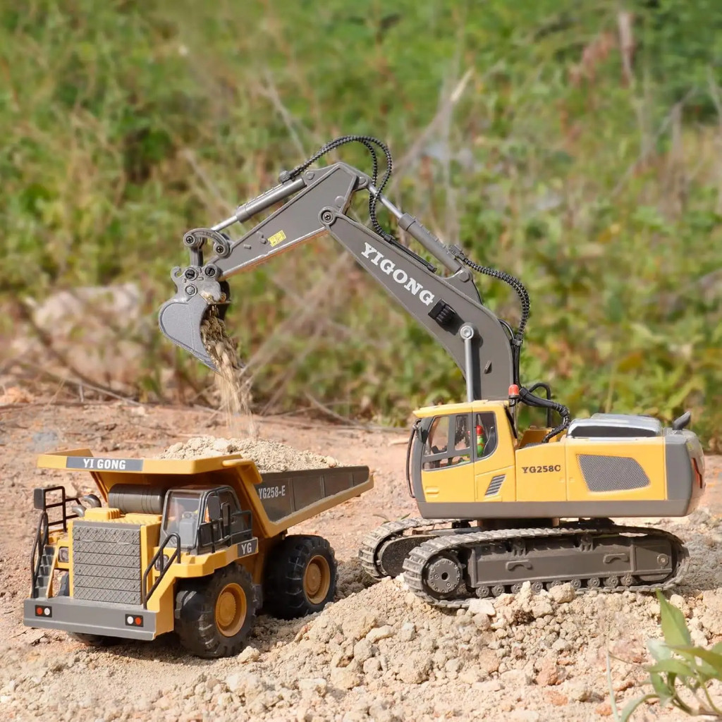 SHD_SHOP Mainan Excavator YIGONG 11Channel Remote Control Beko Excavator YIGONG  RC Excavator