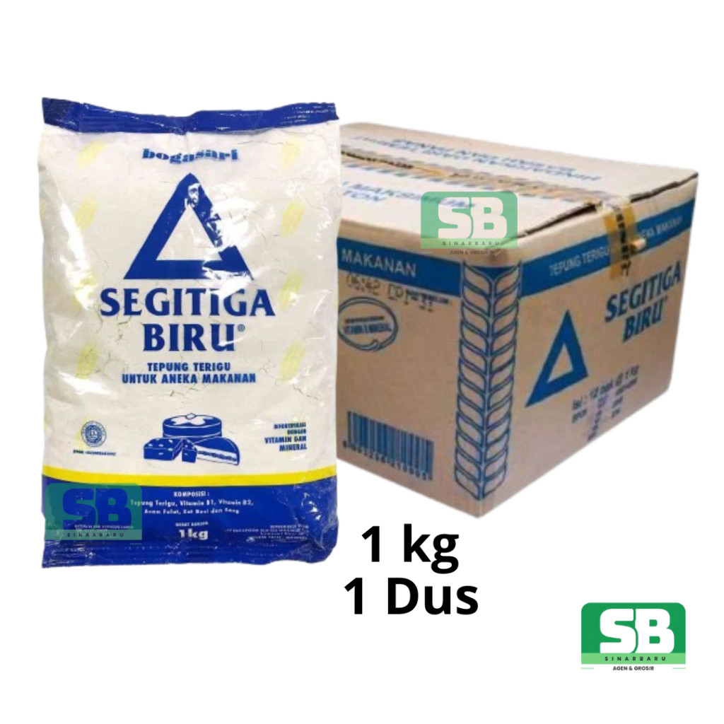 

Tepung Terigu Segitiga Biru Kemasan 1Kg 1 Dus Isi 12 Pack