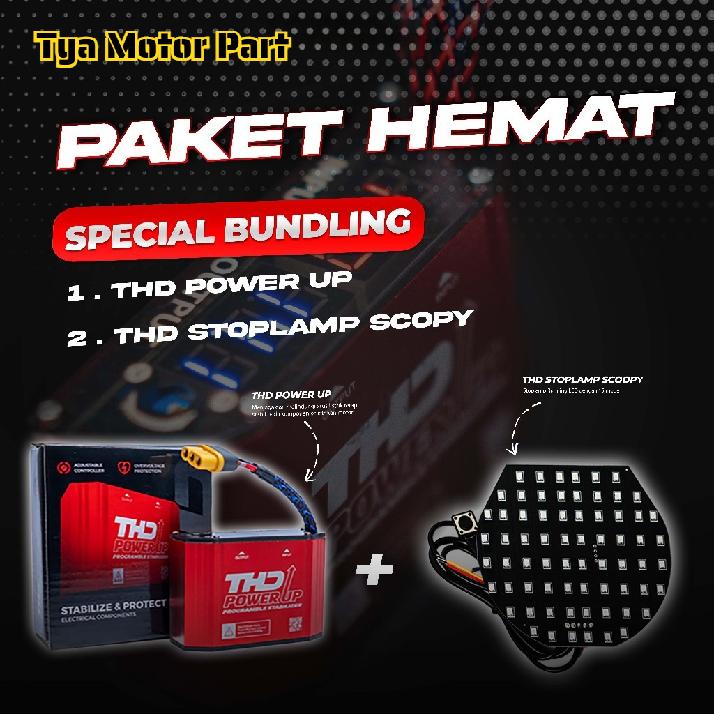 Paket Hemat  Bundling Power Up Motor + Stoplamp Running Scoopy 2020 - 2024 Pengstabil Kelistrikan Ak