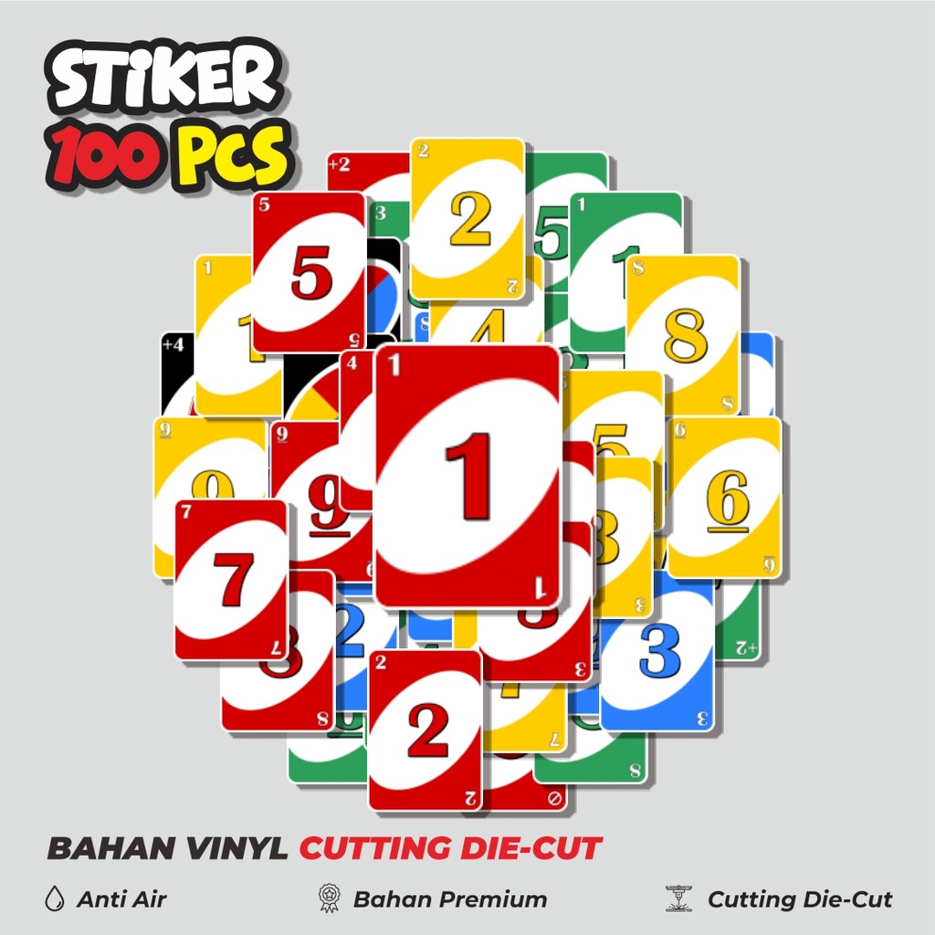 

Terbaru! 50 pcs Stiker Game Kartu UNO V1 Dekorasi Lucu Kreatif untuk Notebook, Skateboard, HP