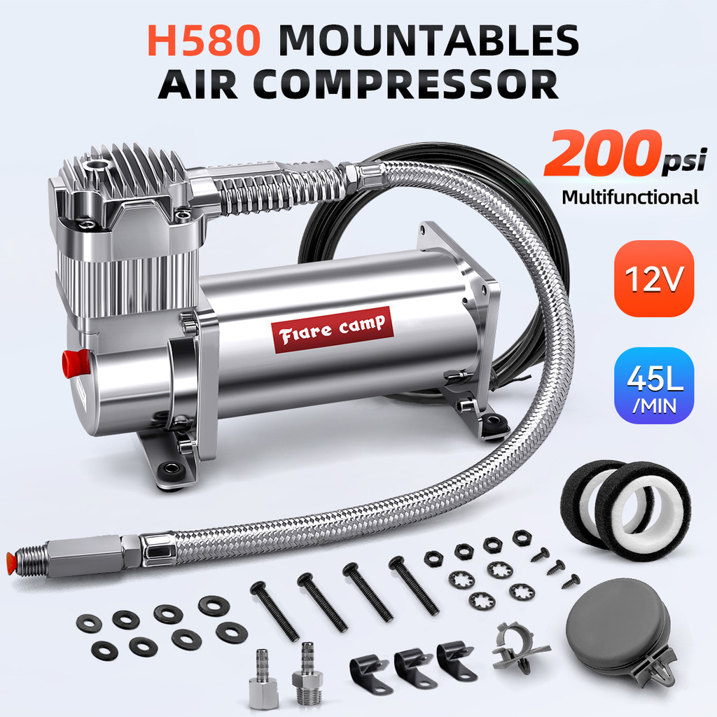 Heavy duty air suspension compressor 12V 200PSI/100% Duty Cycle/ Pump for Air Tanks, Bags, Air Horns