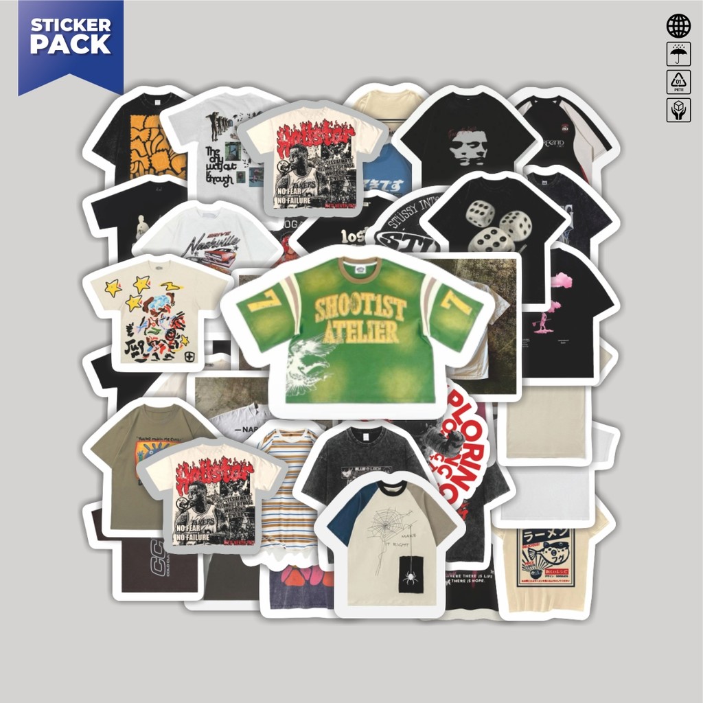 

[100PCS]Stiker Pack Stiker T-Shirt V8 Aesthetic Vinyl Anti Air Dekorasi Sticker Laptop Buku Journal Koper Helm Casing HP Gitar Helm Skateboard