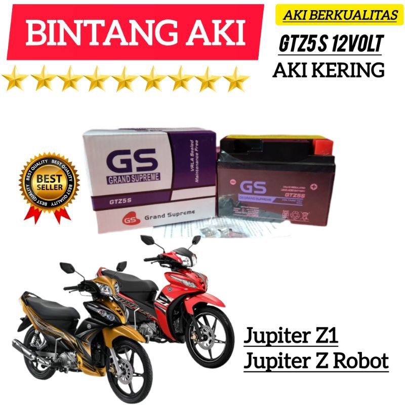 OXT.SHOP Aki Motor Jupiter Z1 Aki Motor Jupiter Z Robot Aki Kering Accu Kering GTZ5S 12 Volt 4 Amper