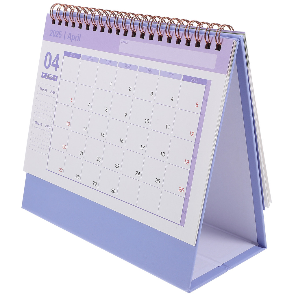 

Monthly Standing Desk Calendar 2025 English Version Academic Planner Portable Office Supply Spiral Calendar Table Decorations