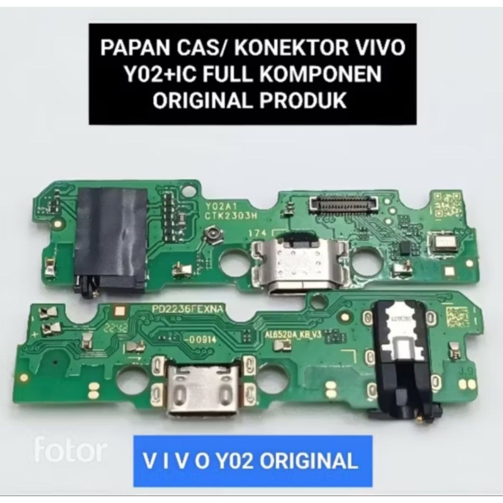 papan cas konektor cas vivo y02 / y03 original board cas konektor pengganti