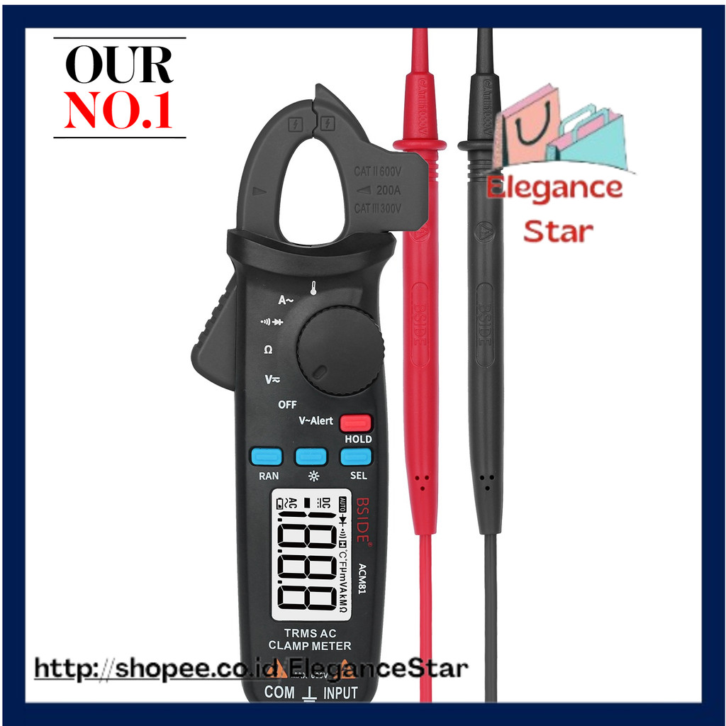 BSIDE Digital Clamp Meter Auto-Rang True RMS 1mA Accuracy 200A Current DC AC Multimeter Vol Ohm Diod