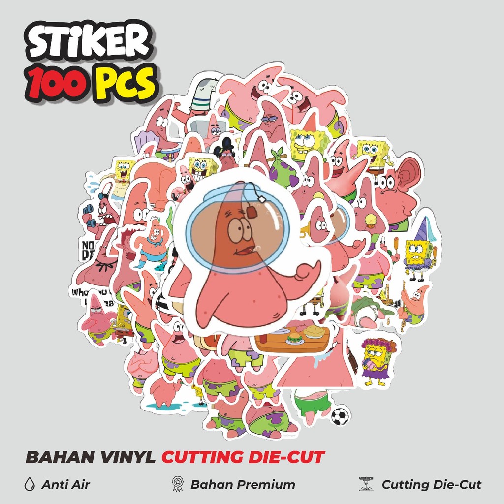 

Terbaru! 50 pcs Stiker Kartun Patrick Star V2 Dekorasi Lucu Kreatif untuk Notebook, Skateboard, HP