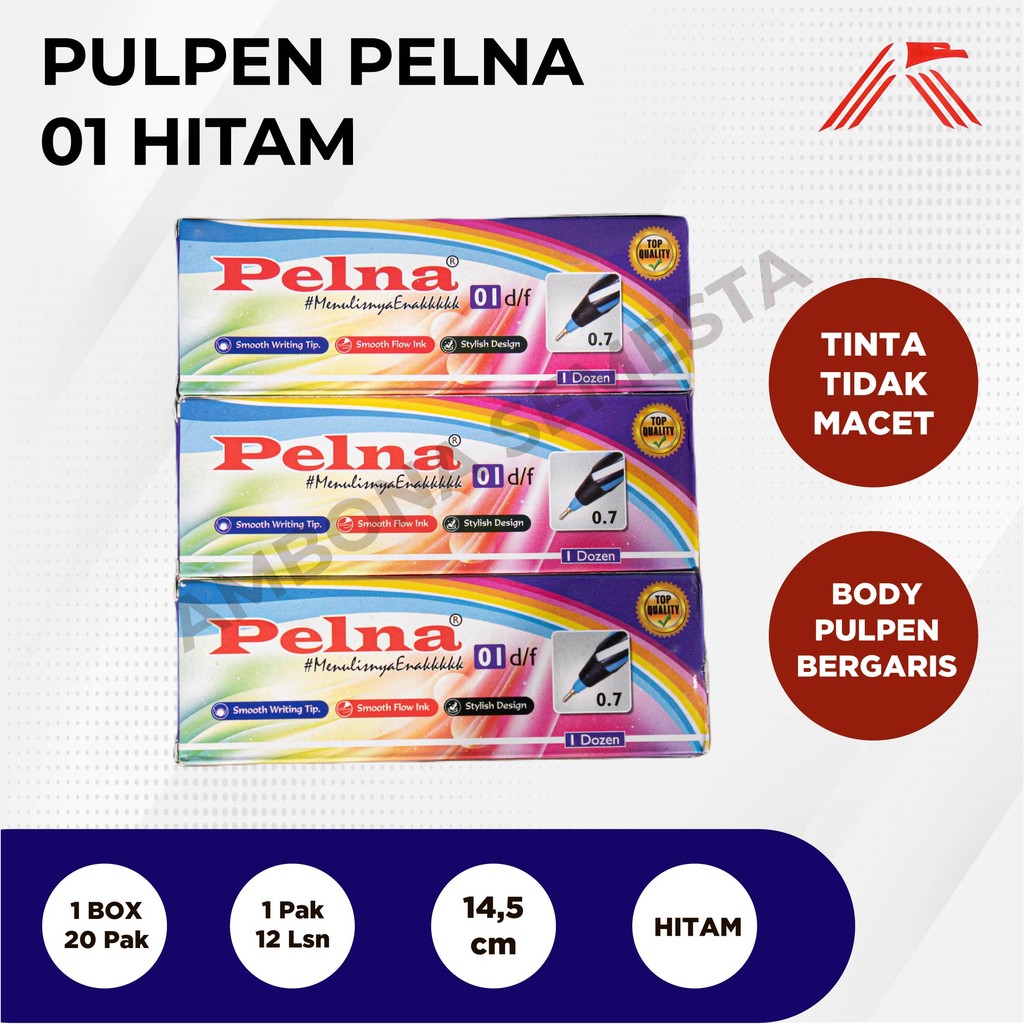 

Pulpen Merek Pelna 01 Black @12 Pcs