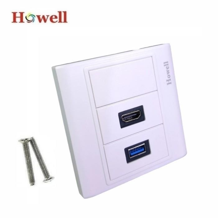 Howell Wall Face Plate / Outlat Socket USB + HDMI