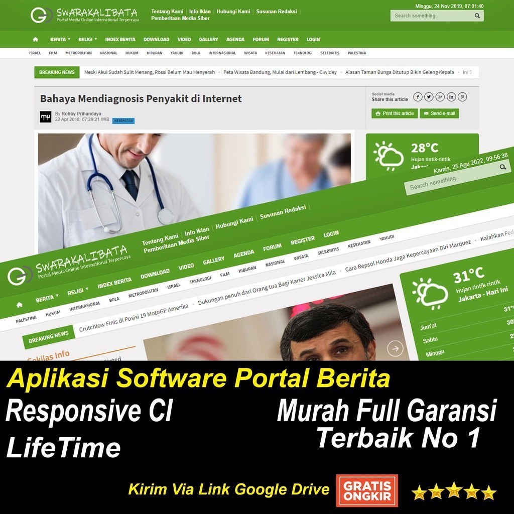 Aplikasi Software Portal Berita Responsive CI BGC
