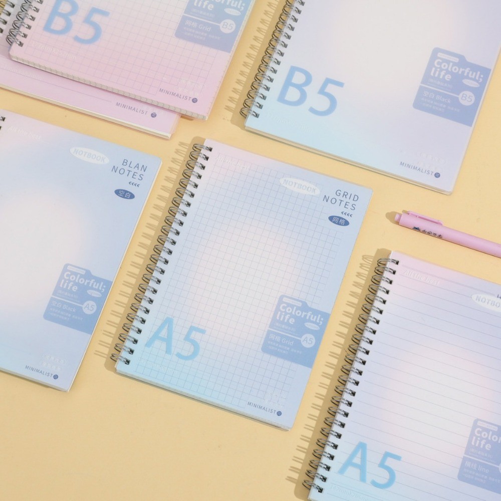 

Minimalist A5/B5 Spiral Notebooks, Semi - Transparent Hard Cover, Grid/Lined/Blank Inner Page Paper Product Stationery