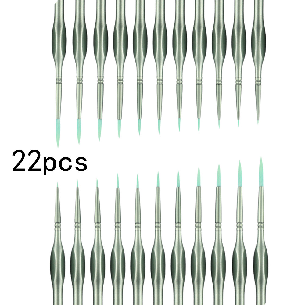 

Green Miniature Paint Brushes,22pcs Small Fine Tip Paintbrushes, Micro Detail Paint Brush Set,Triangular Grip Handles Art Brushe