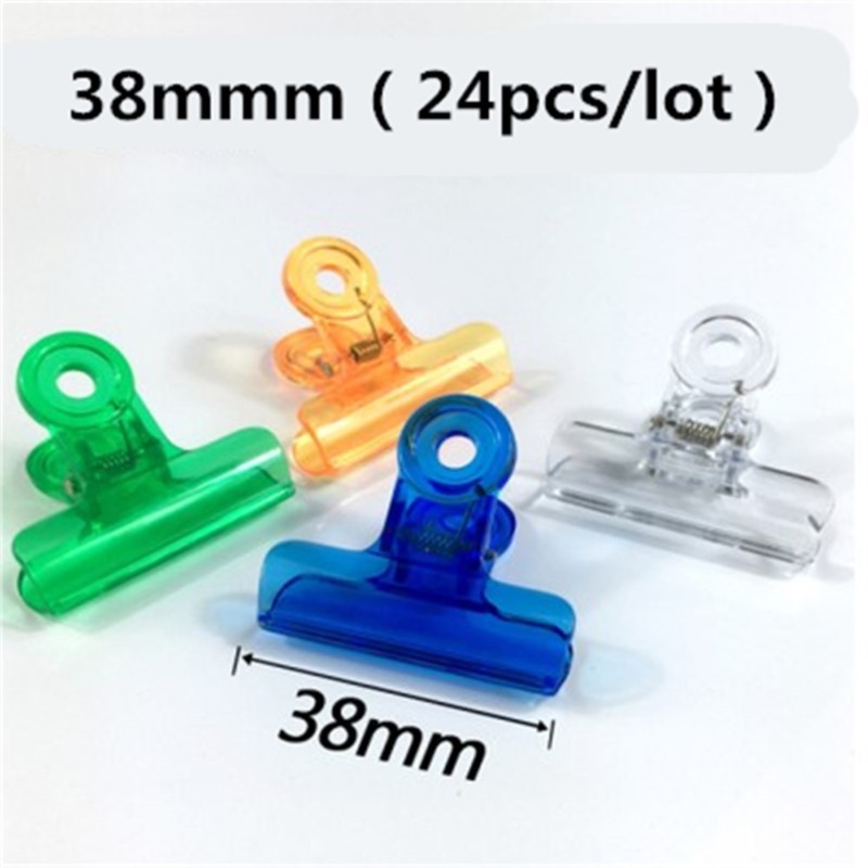 

24pcs/pack 38mm Plastic Money Letter Paper File Clamps Clip For Office School