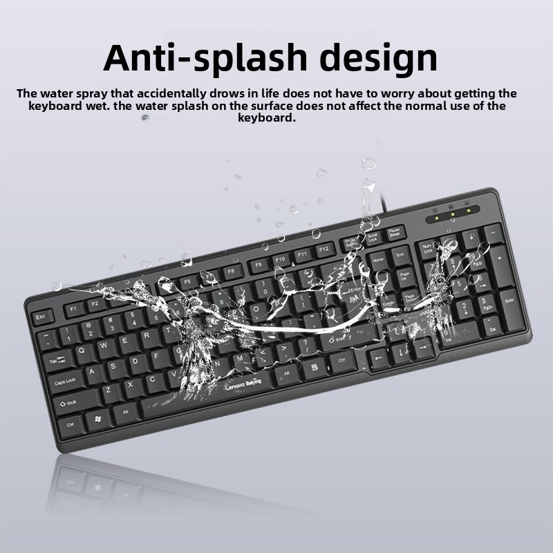 Lenovo KL21 keyboard, wired keyboard, computer office keyboard, notebook keyboard, black USB interfa