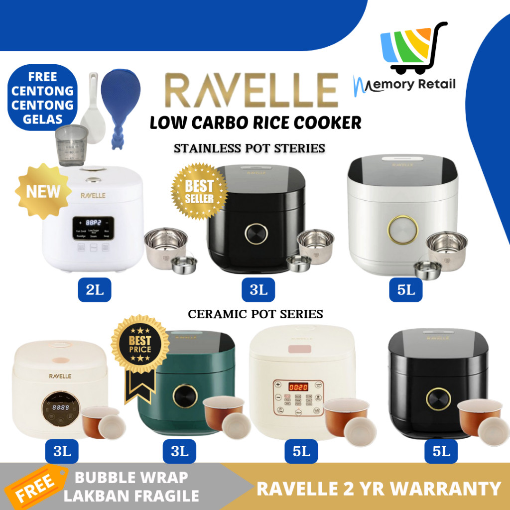 RAVELLE Rice Cooker Low Carbo Mewah Elegan Low Watt Penanak Nasi Magicom