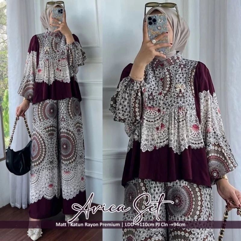 LIM_STORE NAMOKA SET RAYON LD 110 - 120 CELANA KULOT // SETELAN RAYON // ONE SET NAMOKA // SET POLKA