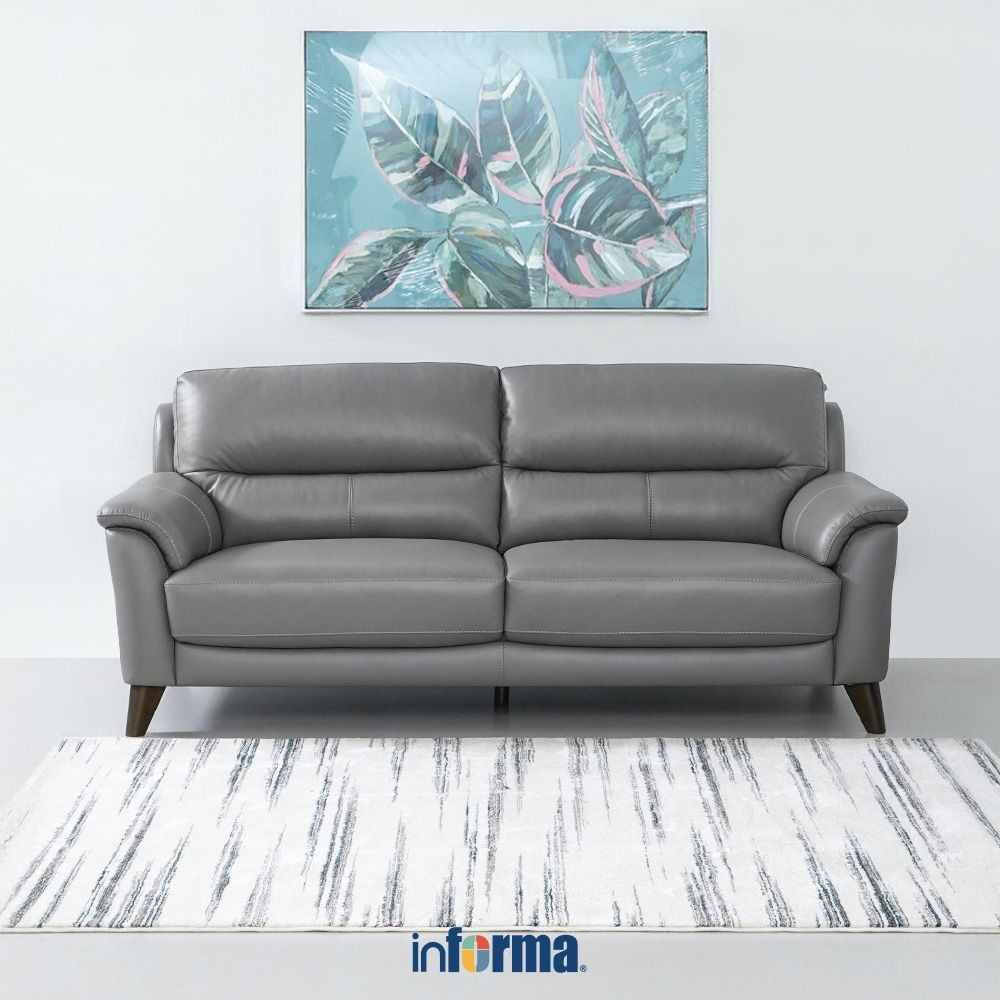 Informa Ferrara Davis Sofa Kulit 3 Seater - Abu-Abu Sofa Ruang Tamu Kursi Sofa Sofa Minimalis Kursi 