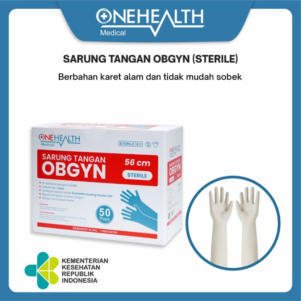 Onehealth Sarung Tangan OBGYN Steril 1 Pair Sepasang Handscoon Gynaecolog Sterile Untuk Prosedur Bed