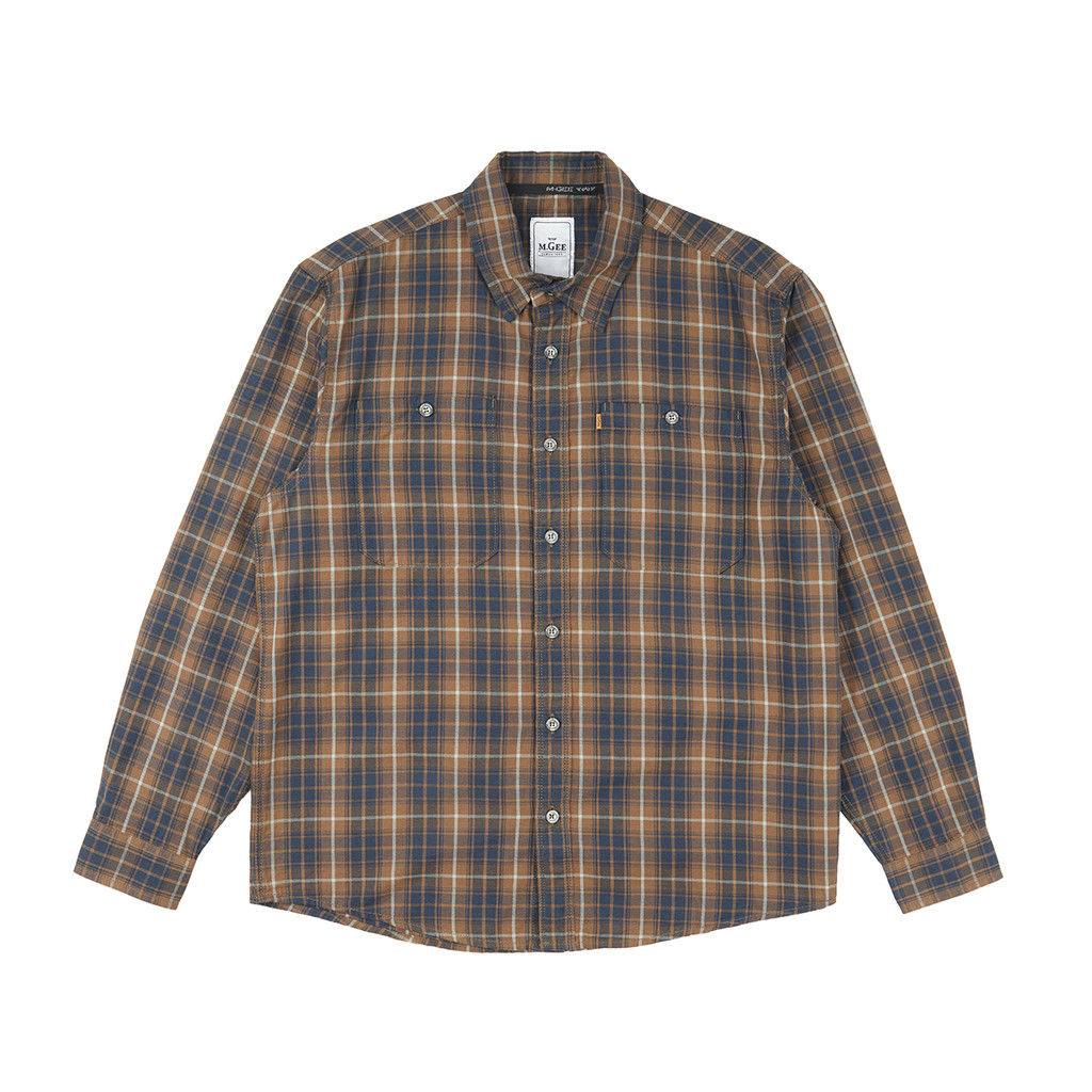 MGee Kemeja Lengan Panjang Kotak Pria Outdoor M gee Camper C044 Brown
