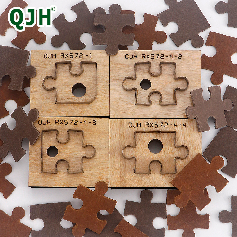 

4pcs Leather Stamping Puzzle Knife Mold, Manual Diy Cutting Die, Metal Punch Model, Leather Handicraft Drilling Punching Tools