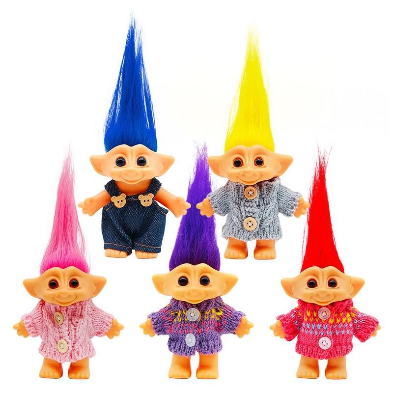 Mini TrollsDolls Anime Action Figure Colorful Hair Family Members Model Collection Kids Toys Vintage