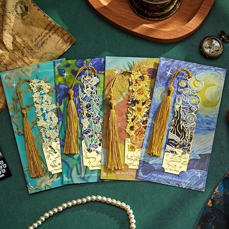 

Hollow out Oil Painting Metal Bookmarks Classical Cultural Creative Memorial Gifts Graduation Rewards for Students book marker