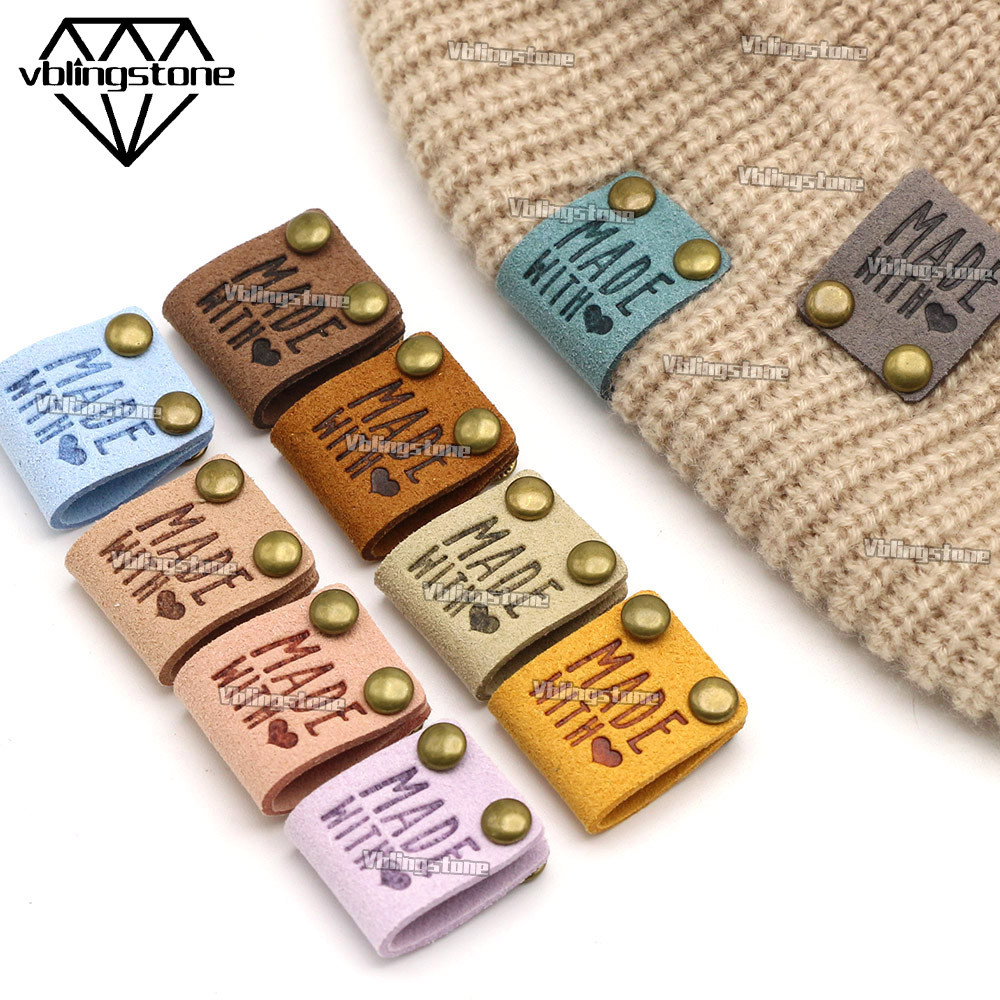 

20Pcs Cute Labels Made With Love Leather Labels For Clothes Embossed Handmade Tags DIY Gift Bags Garment Accessories