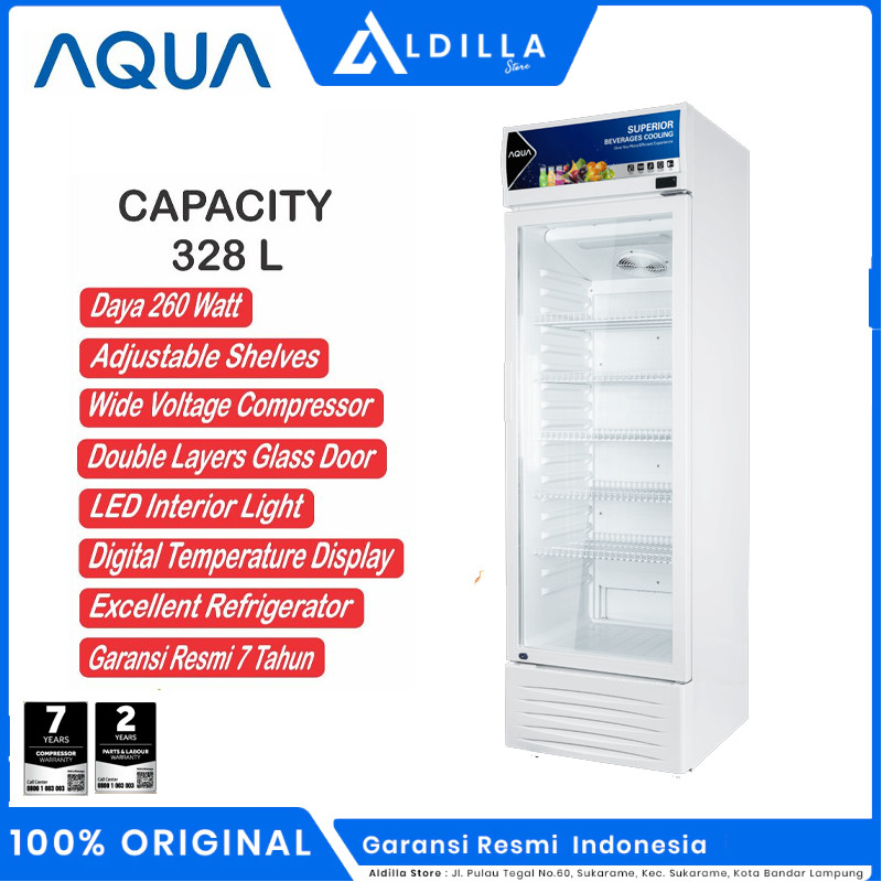Showcase AQUA AQB-341CS Display Cooler - 328 L  Showcase Low watt GARANSI RESMI