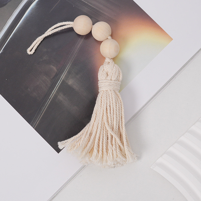 

Handmade Wood Beads 100pcs Cotton Thread Primary Color Tassel String Home Children's Room Decoration Wall Wall Hanging
