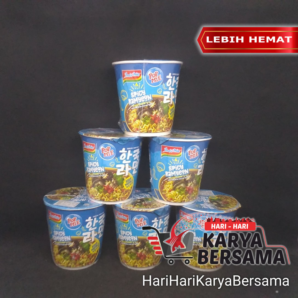 MAKANAN INSTAN POP MIE CUP SPICY RAMYEON ALA KOREA PACK 6'S X 71GR