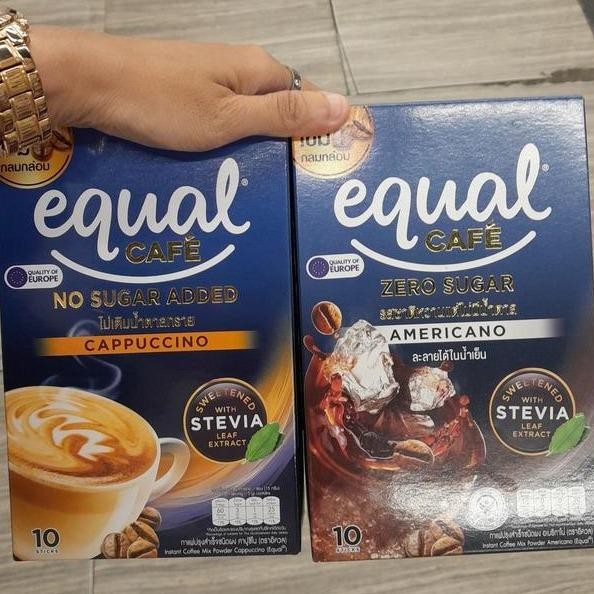 

Equal Cafe No Sugar Added Varian Cappucino / Americano With Stevia Natural Sweetener ( isi 10 stick )