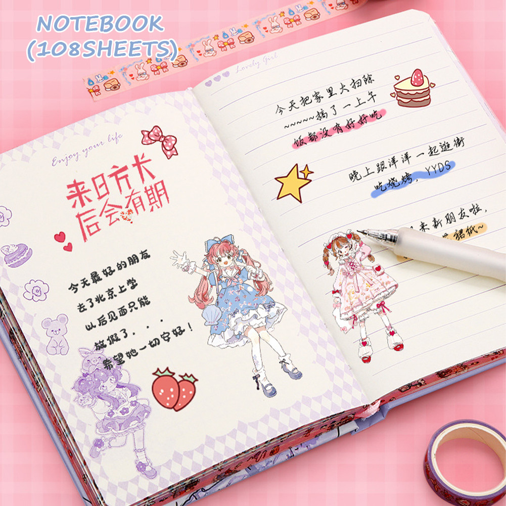 

Paket Kit Scrapbook 186pcs Dekorasi Rumahan Notepad Pembatas Gadis Lucu Imut