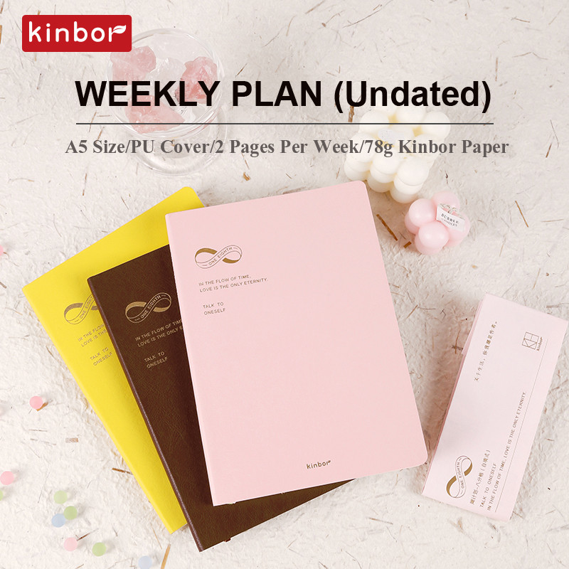 

New Kinbor A5 Undated Planner 2025 Soft PU Travelers Notebook Agenda Money Saving Book Break-even Checklist Todo Goal Stationery