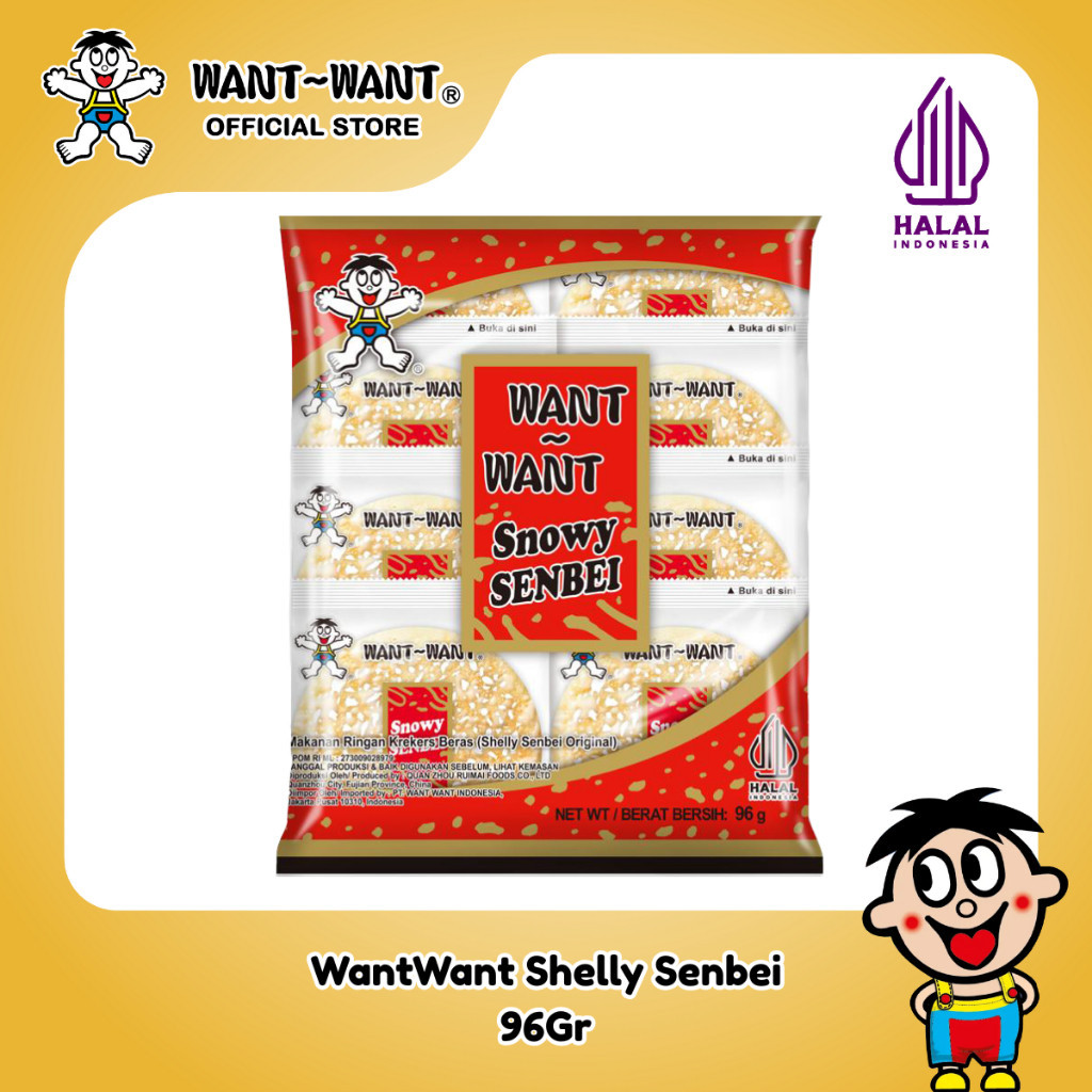 

WANT WANT Shelly Snowy Senbei Sweet Rice Cracker Cemilan Rice Cracker 96gr / Snowy Senbei
