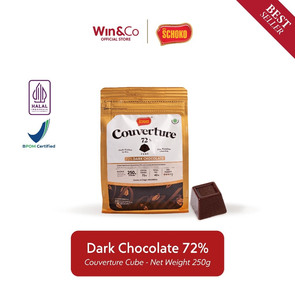 

SCHOKO Dark 72% Couverture Cube / Cokelat Kovertur Bentuk Dadu - 250g