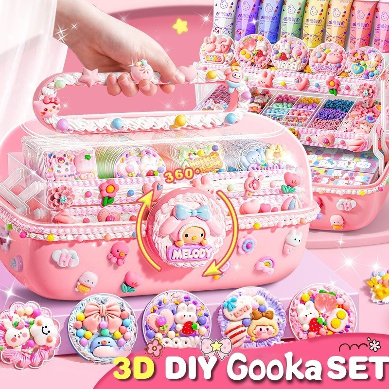 

885pcs DIY Gantungan Kunci Akrilik Set DIY Keychain Set Kartu Stiker luca Kotak Guka Cream Gum Kartun Mainan Anak Perempuan Hadiah Ulang Tahun