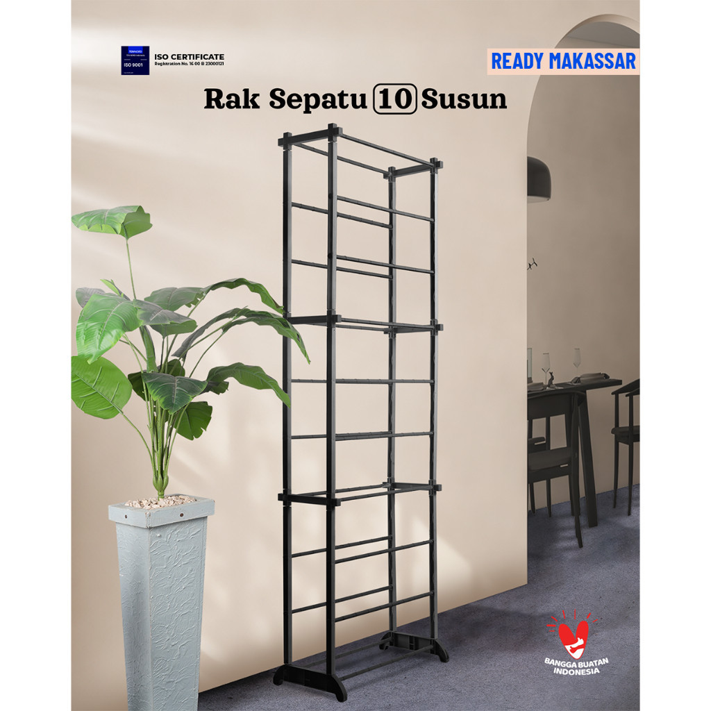 TRI J AMAZING RACK / RAK HIJAB / Rak Sepatu dan RAK Jilbab 10 Tingkat FULL Plastik KOKOH