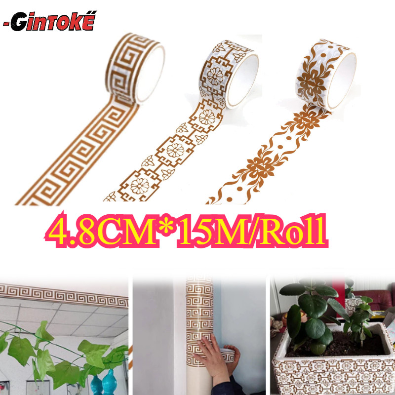 

1 Roll 4.8cm X 15 M /Selotip Emas Stiker//Tape Untuk Diy/Diy Sticker Scrapbooking/Masking Tape Scrapbook/Masking Tape Basic/Retro Aesthetic Decor/Perekat Diri Dekorasi untuk DIY Scrapbook Hadiah Estetik