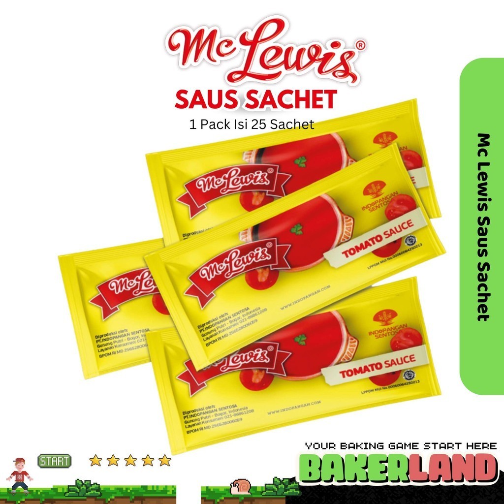 

Mc lewis Saus Sachet / Saus Tomat Sachet / Saus Sachet Isi 25pcs / Mc Lewis Saus tomat Sachet