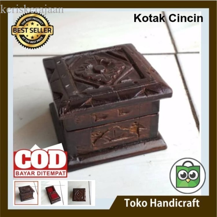TH - Kotak Perhiasan Cincin Kayu Ukir Mewah antik
