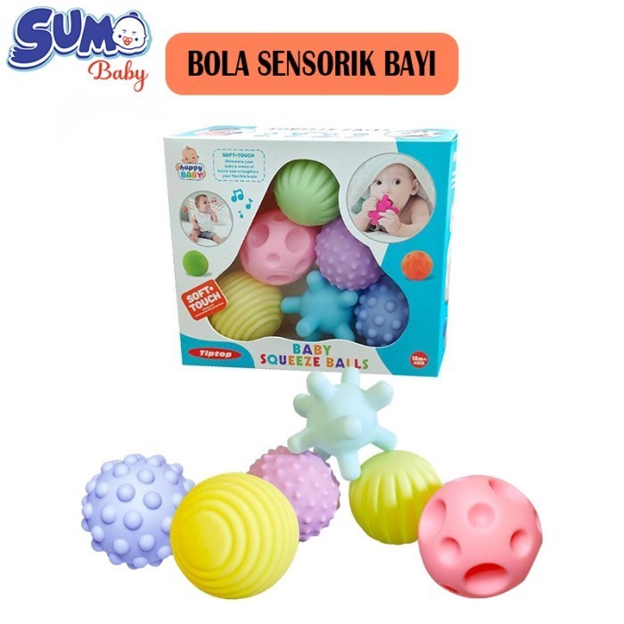 SumoBaby Mainan Bola Sensorik Anak Bayi Edukasi Motorik Sensory Ball 6 pcs Perempuan Laki Laki Bisa 