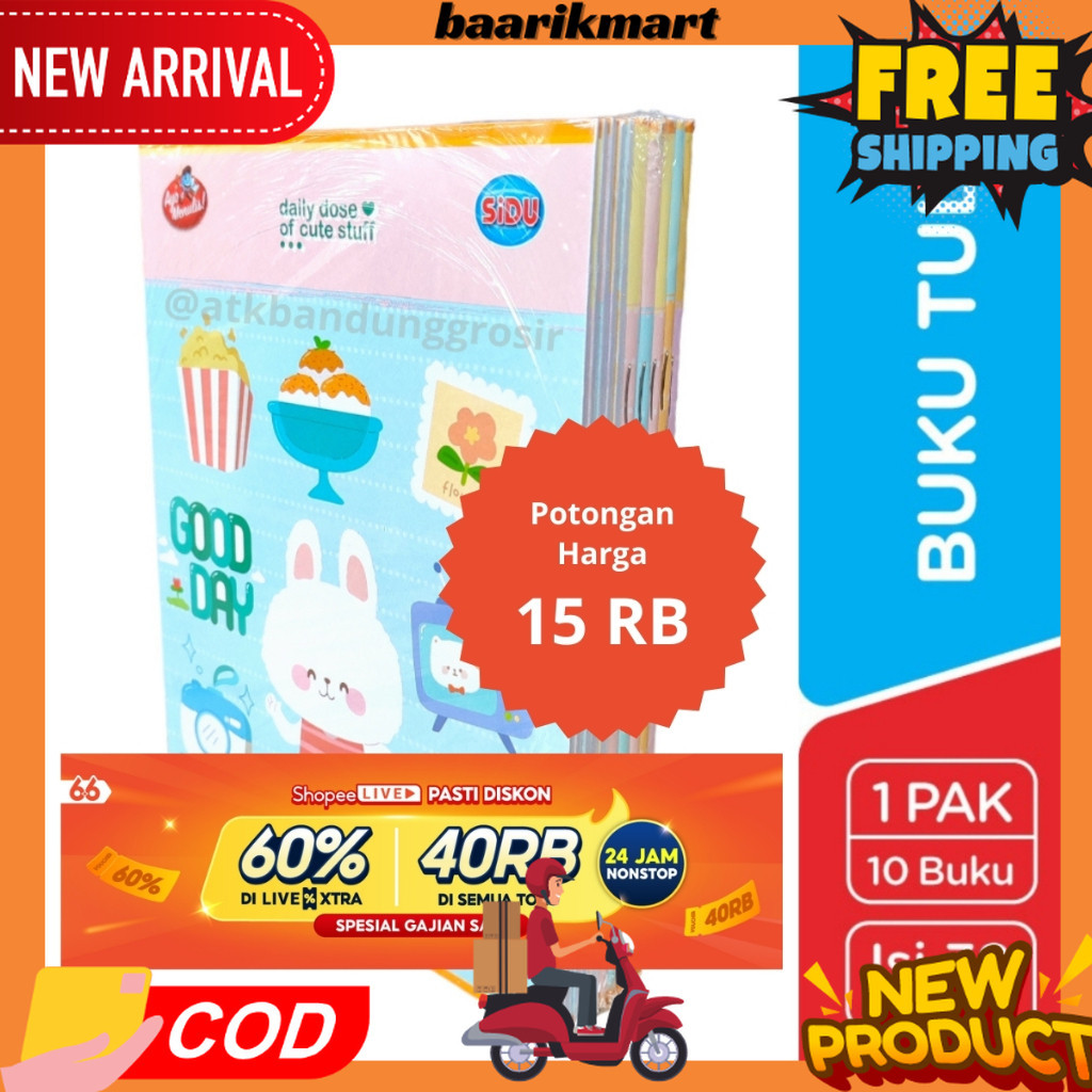 

[BRM] Buku Tulis Sinar Dunia 38 Lembar (SIDU) Ukuran Qwarto Cover Random - pack (10 buku)