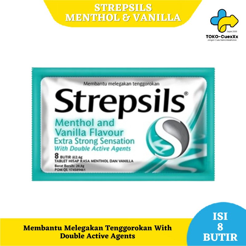 

Permen Strepsils Menthol & Vanilla Extra Strong Isi 8 Butir Pelega Tenggorokan Gatal