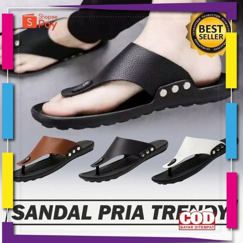 [PREMIUM ORIGINAL] Sandal Jepit Kulit Pria Kickers Terlaris