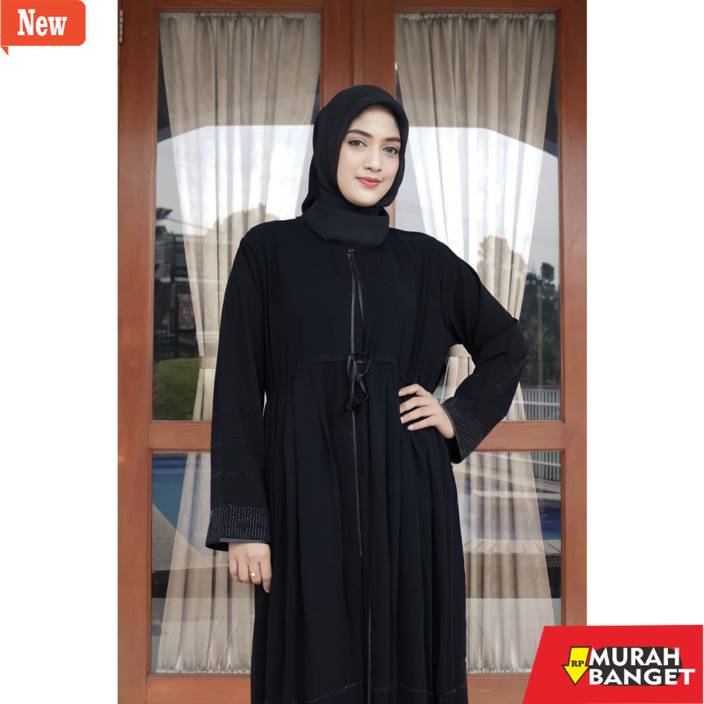 abaya shopee haul 2024 Abaya Gamis Hitam Turkey - Motif Haura